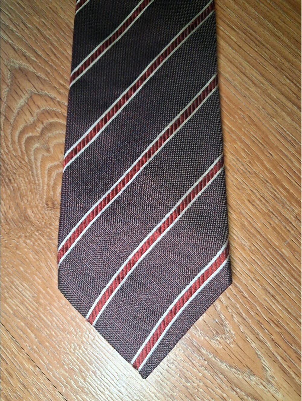 Ermenegildo Zegna Silk Tie Brown Striped Made in Italy